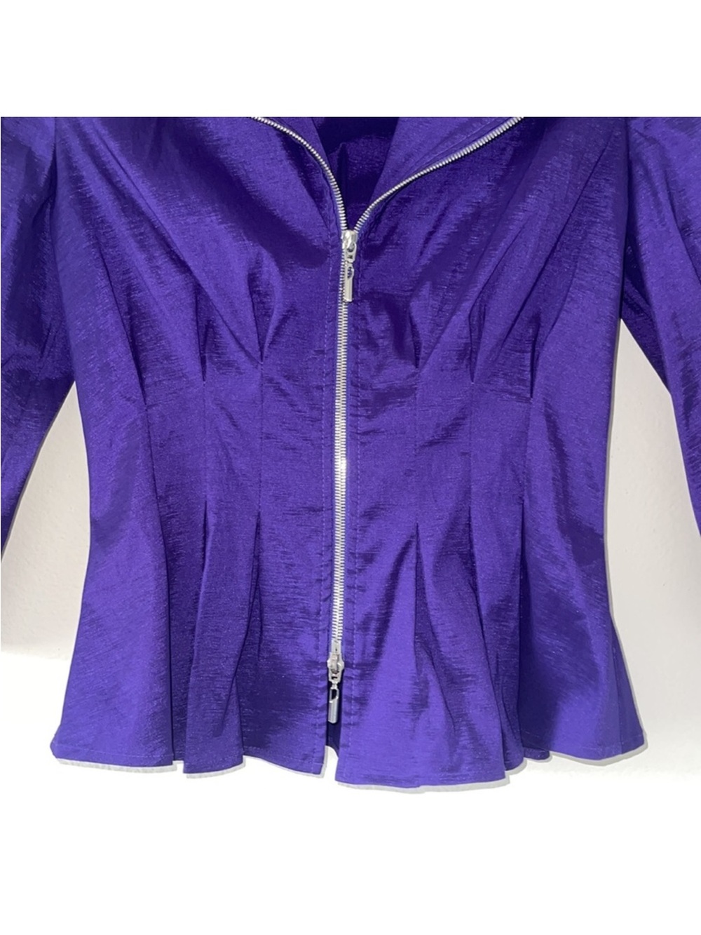Joseph Ribkoff Purple Zip-Front Peplum Jacket - Picture 4 of 6